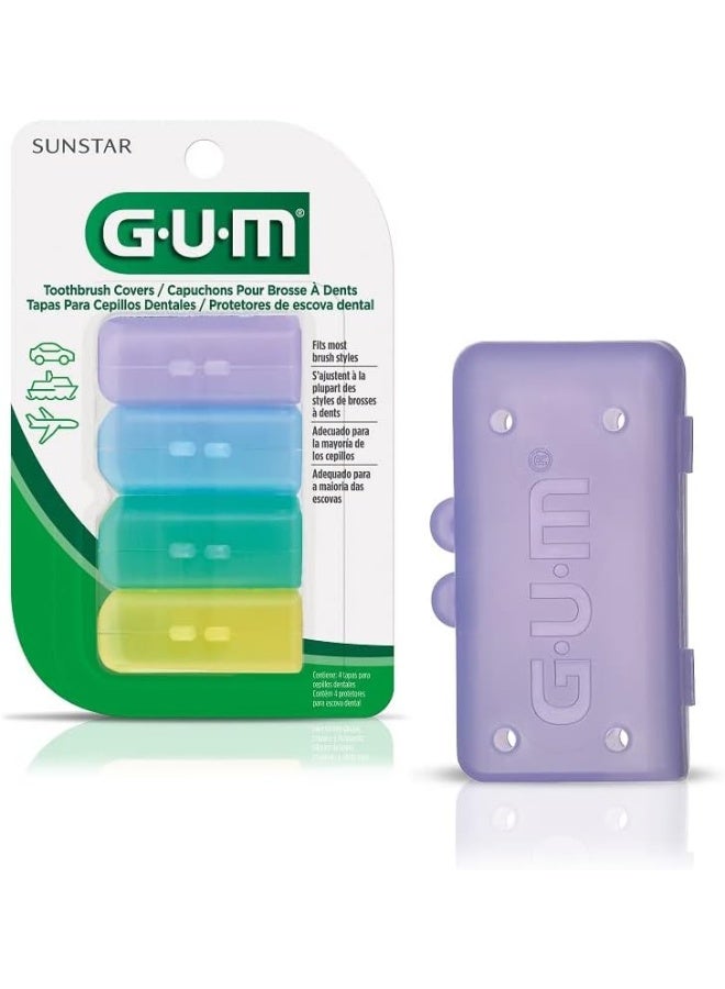 GUM Anti-Bacterial Toothbrush Covers (Pack of 1) 4 Covers per Pack, For Travel or Home - Image 1