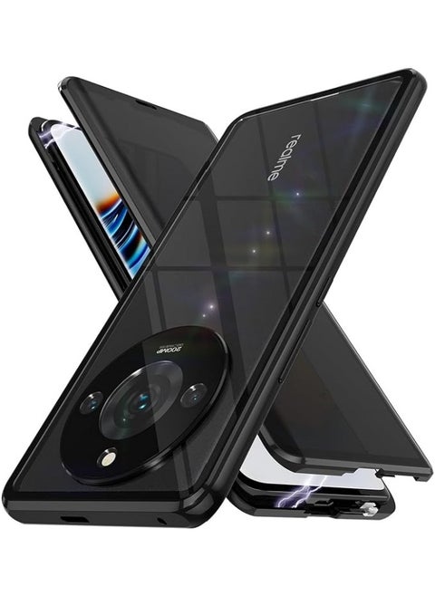 Case Compatible with Realme 11 Pro/11 Pro Plus, Privacy Screen Protector Magnetic Adsorption, Front & Back 360 Degree Total Protection Case with Anti-Peep Tempered Glass
