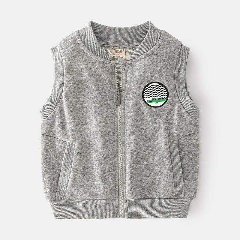 New 2025 Autumn Boys' Fashion Casual Vest Children'S Clothing Street Trend Sleeveless Zipper Vest For Young Boys - Image 5