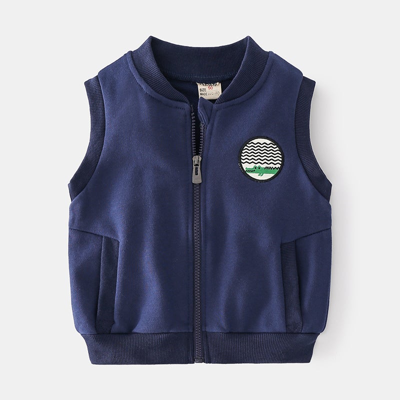 New 2025 Autumn Boys' Fashion Casual Vest Children'S Clothing Street Trend Sleeveless Zipper Vest For Young Boys - Image 1