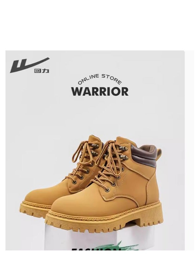 Warrior Martin Boots Summer New Style Spring And Autumn Height Increasing Thick Soled Boots Outdoor Short Boots Hiking Shoes Big Yellow Boots - Image 1