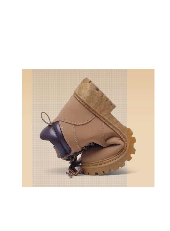 Warrior Martin Boots Summer New Style Spring And Autumn Height Increasing Thick Soled Boots Outdoor Short Boots Hiking Shoes Big Yellow Boots - Image 2