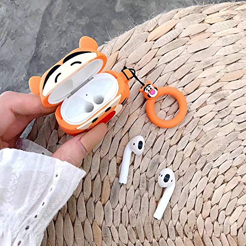 LEWOTE Silicone Funny Case Cover Compatible for Apple Airpods 1&2[Cute Animal Design](Cute Tiger) - Image 2