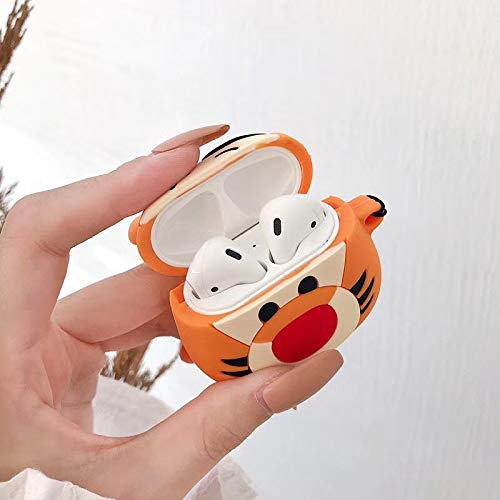LEWOTE Silicone Funny Case Cover Compatible for Apple Airpods 1&2[Cute Animal Design](Cute Tiger) - Image 3