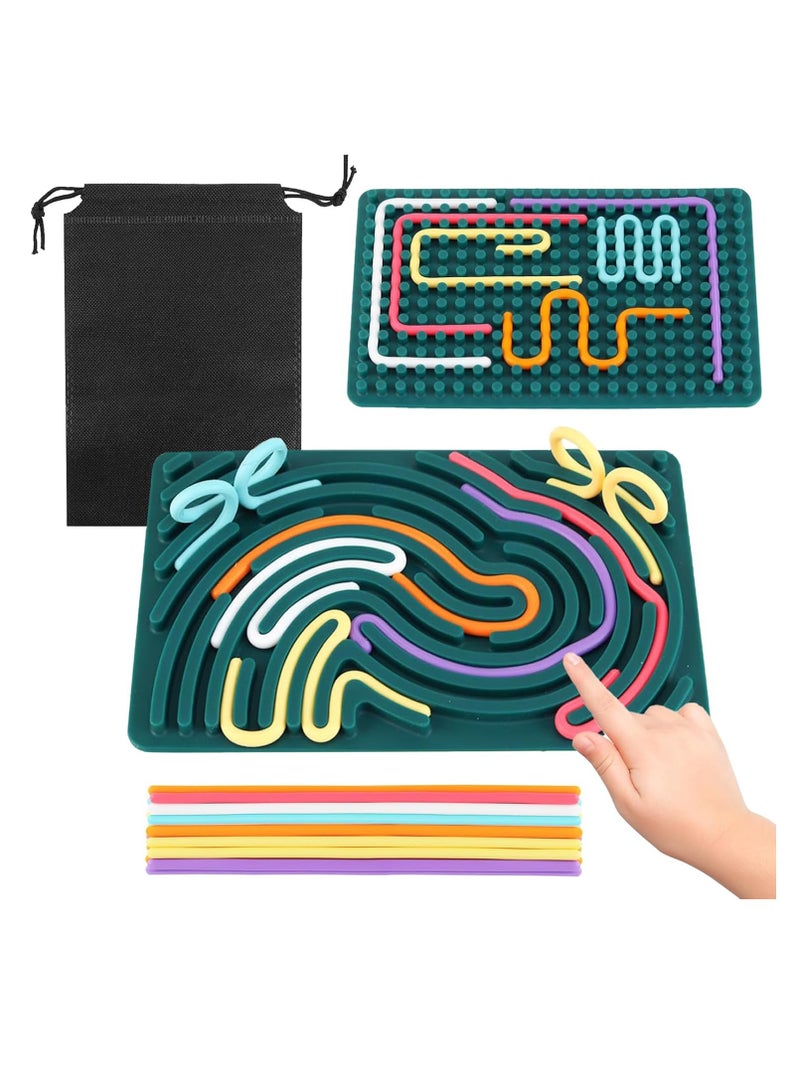 Sylqvxh Sensory Fidget Toys for Kids Adults, Double-Sided Silicone Activity Busy Board for Stress Relief, Calming, Focus, Autism and ADHD, Travel Toys with Portable Bag & 20 Strings - Image 1