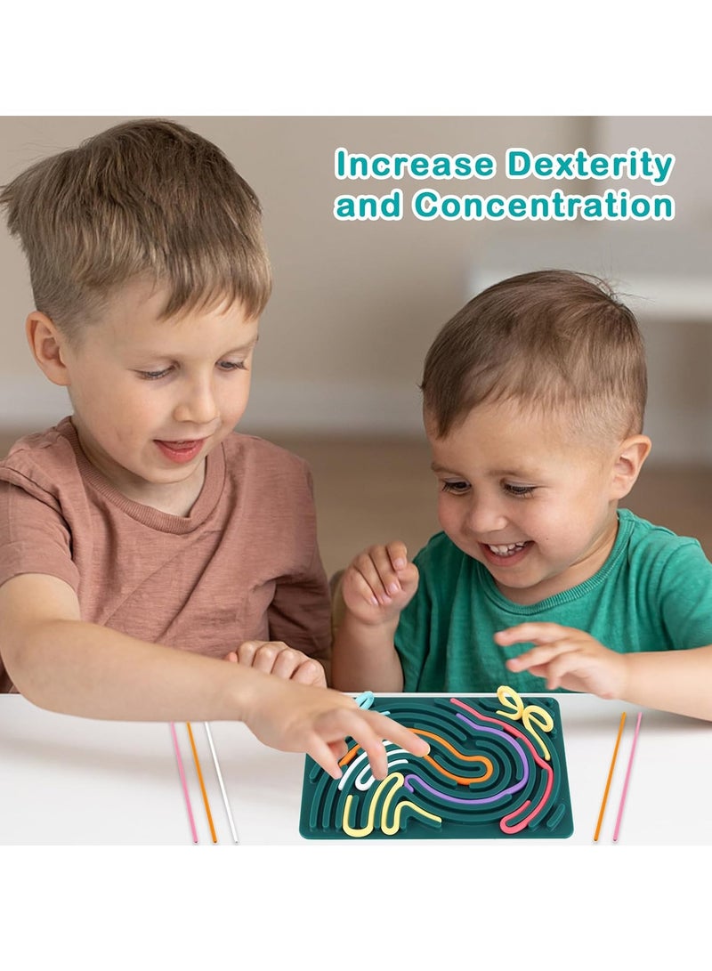 Sylqvxh Sensory Fidget Toys for Kids Adults, Double-Sided Silicone Activity Busy Board for Stress Relief, Calming, Focus, Autism and ADHD, Travel Toys with Portable Bag & 20 Strings - Image 2