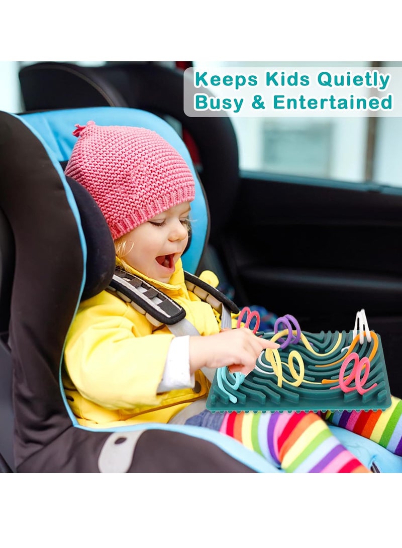 Sylqvxh Sensory Fidget Toys for Kids Adults, Double-Sided Silicone Activity Busy Board for Stress Relief, Calming, Focus, Autism and ADHD, Travel Toys with Portable Bag & 20 Strings - Image 3