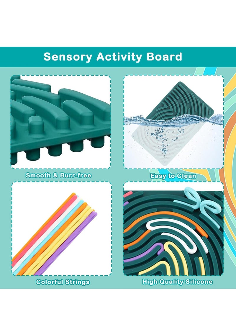 Sylqvxh Sensory Fidget Toys for Kids Adults, Double-Sided Silicone Activity Busy Board for Stress Relief, Calming, Focus, Autism and ADHD, Travel Toys with Portable Bag & 20 Strings - Image 4
