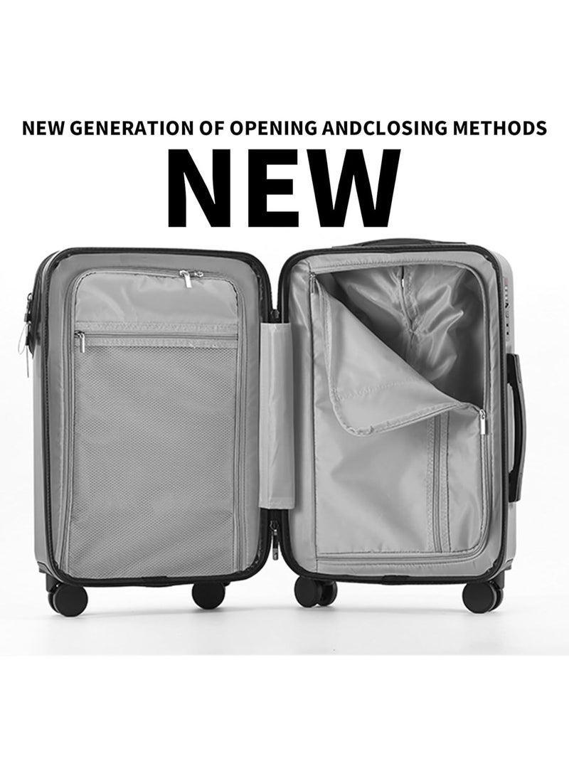 Bukela 20" Travel Luggage, Aluminum Carry On Luggage, with 360° Spinner Wheels, Front Open Laptop Compartment/Pocket, PC Hard Shell Suitcase with USB Port - Image 5