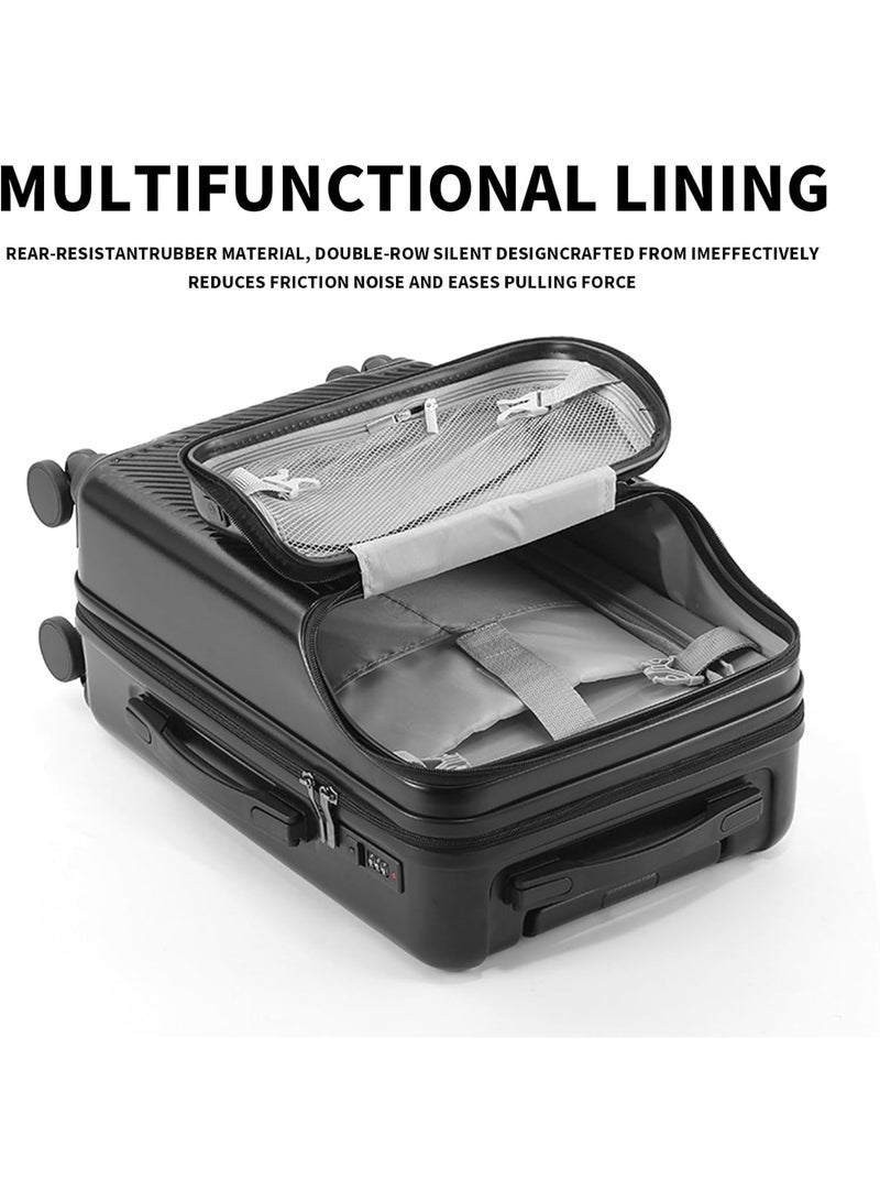 Bukela 20" Travel Luggage, Aluminum Carry On Luggage, with 360° Spinner Wheels, Front Open Laptop Compartment/Pocket, PC Hard Shell Suitcase with USB Port - Image 4