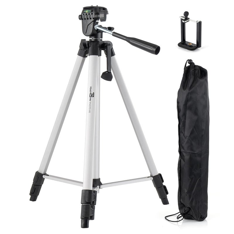 Powerpak Photo-X5 4.5ft/53'' Flat Tripod for Smartphones & Cameras |Max Operating Height - 4.5ft|with Smartphone Clamp & 3-Way Panhead | for Digital DSLR, Video Camera, Camcorder|Payload 1.5kg, Black - Image 5