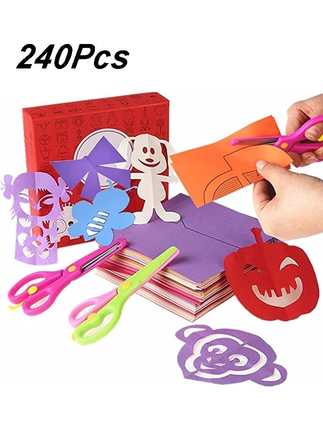 مجموعة قطع ورق للأطفال مكونة من 240 قطعة، ألعاب نشاط ورقية مع مقصين آمنين، ألعاب تعليمية للأطفال، فكرة هدية (ألوان عشوائية) - Image 1