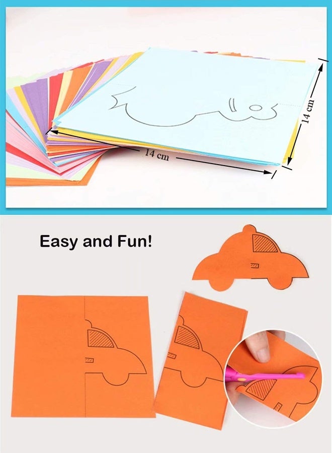 مجموعة قطع ورق للأطفال مكونة من 240 قطعة، ألعاب نشاط ورقية مع مقصين آمنين، ألعاب تعليمية للأطفال، فكرة هدية (ألوان عشوائية) - Image 4
