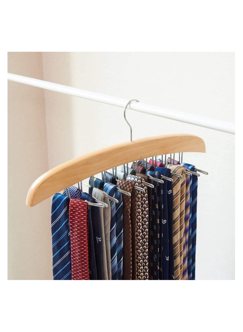 2Pcs Pack Tie Belt Hangers Adjustable 24 Clip Scarf Racks Holder Hook Hanger for Closet Organizer Storage Beige