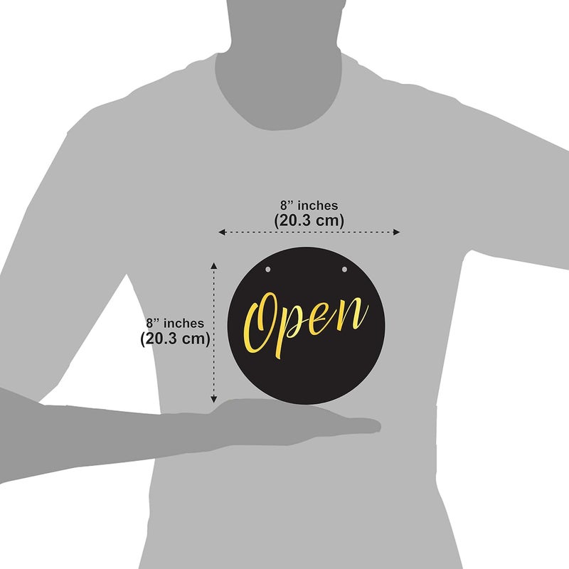 BerryBox علامة باب معلقة مزدوجة الجوانب بتشطيب أسود ذهبي أكريليك PREMIUM مفتوح-مغلق للمحل، المكتب، المطعم، الفندق، المنتجع، الأعمال التجارية، المستشفى - Image 2