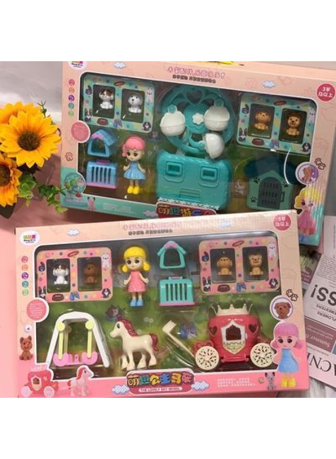 Children's Play Home Fun Amusement Park Princess Doll Carriage Pet Swing Toy Training Organization Gift Birthday-Color:Moe Fun Paradise Carriage Boxed (Random) - Image 1