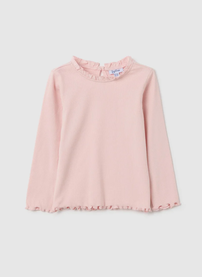 او في اس BABY GIRL'S PINK COTTON REGULAR FIT TOP