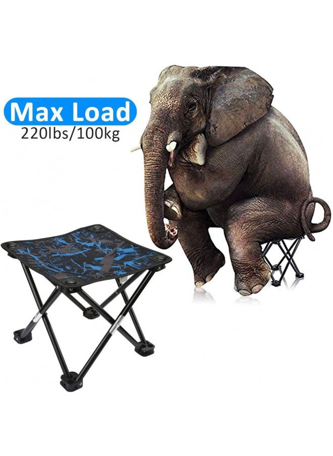 AILLOVCOL AILLOVCOL Camping Stool Portable Folding Stool Portable Chair Mini Foldable Stool Fishing Stool for Adults Fishing Hiking Gardening and Beach with Carry Bag(Camouflage) (Blue)  - Image 3