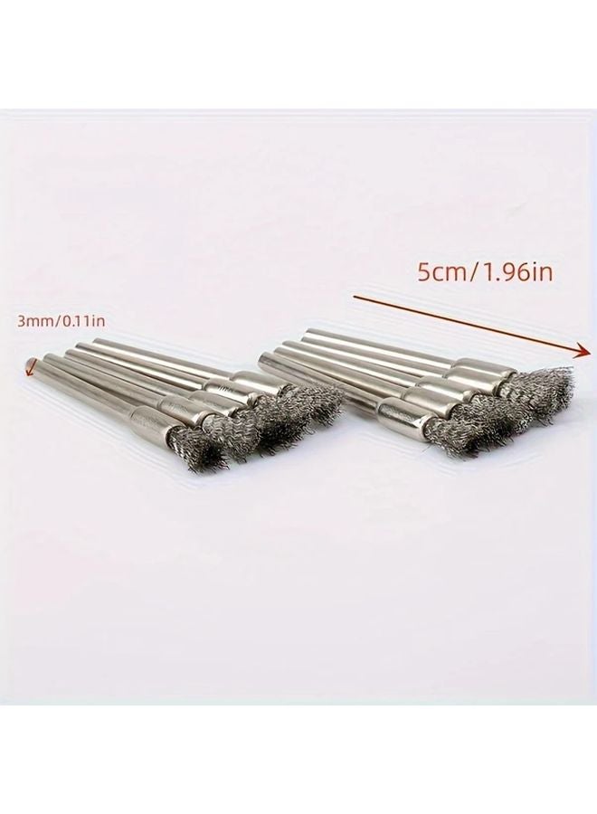 5pcs Stainless Steel Wire Brush Set With 3 17mm Handle For Rotary Tools Cleaning - Image 3