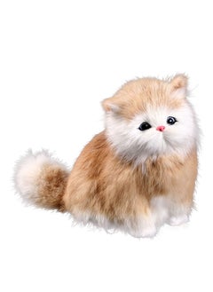 Y&D Stuffed Animals, Realistic Small Cat Cute Plush Toys Birthday for Kids Gifts Boys and Girls Brown Yellow  - Image 1