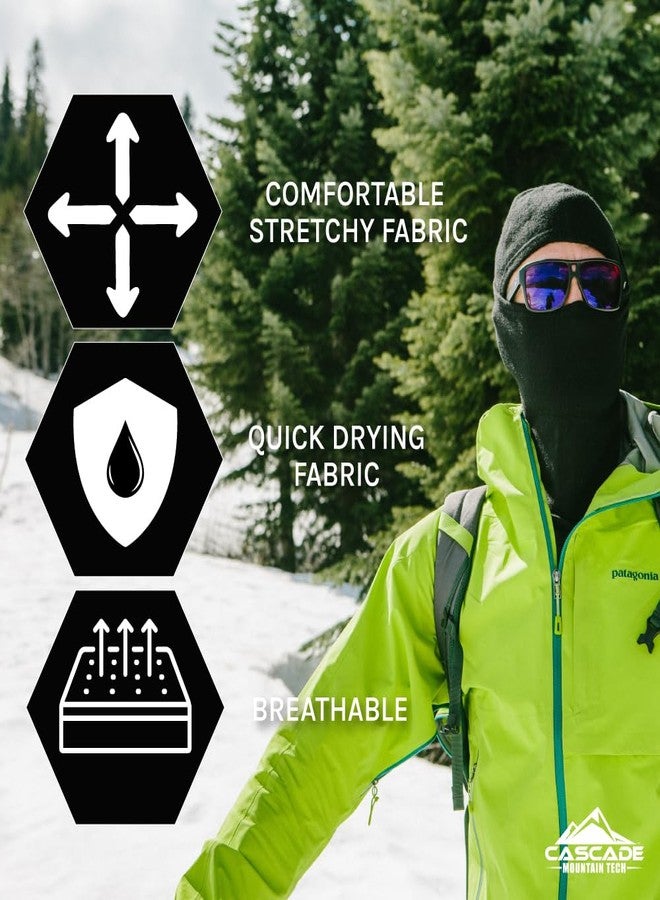 كاسكيد ماونتن تيك قناع تزلج من مزيج صوف ميرينو من كاسكيد ماونتن تك للرجال والنساء - مناسب للطقس البارد، والتزلج، والتزلج على الجليد، والأنشطة الشتوية - أسود، متوسط-كبير - Image 2