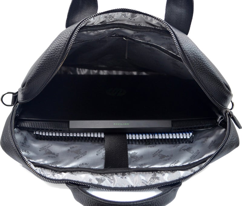 EN Deri EN Leather 15.6-17.3 Inc Waterproof Multi-Compartment Shoulder and Hand Strap Document and Laptop Bag  - Image 4