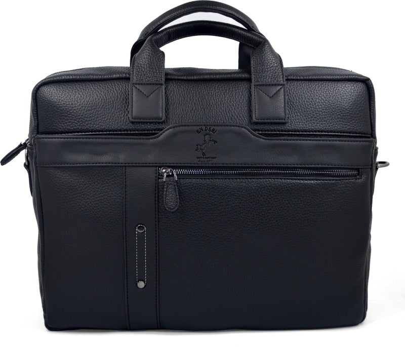 EN Deri EN Leather 15.6-17.3 Inc Waterproof Multi-Compartment Shoulder and Hand Strap Document and Laptop Bag  - Image 2