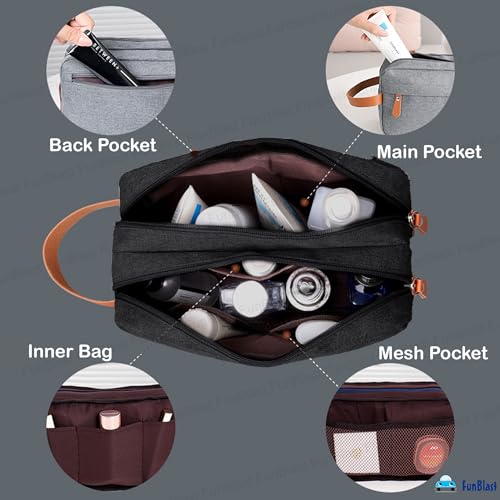 FunBlast Toiletry Bag for Men & Women - Travel Pouch for Toiletries Shaving Kit & Cosmetics, Water Resistance Pouch for Travel Accessories, Organizer Travel Pouch for Make Up (Black) - Image 3