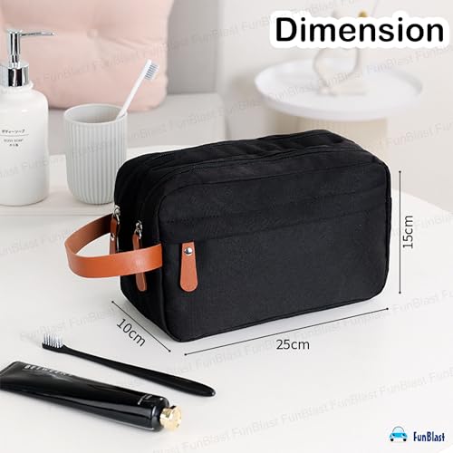 FunBlast Toiletry Bag for Men & Women - Travel Pouch for Toiletries Shaving Kit & Cosmetics, Water Resistance Pouch for Travel Accessories, Organizer Travel Pouch for Make Up (Black) - Image 2