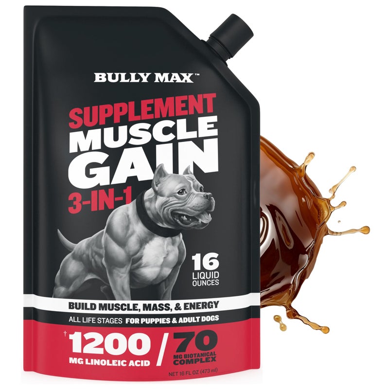 Bully Max 3-in-1 Liquid Dog Muscle Builder for Puppy and Adult Dogs - Dog Vitamins & Supplements for Performance, Energy, Recovery, Immune Support, Skin, Coat Health - Canine Supplement for All Breeds - Image 1