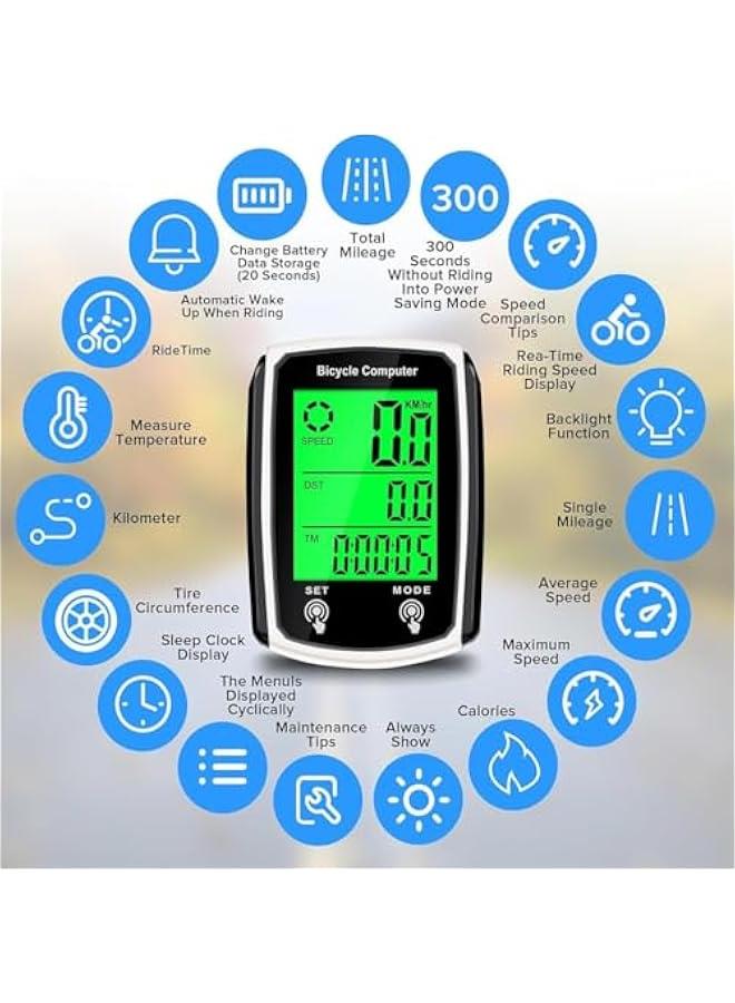 هوكور الكمبيوتر الدراجة, الرقمي LCD الخلفية عرض الدراجة مقياس السرعة, جهاز الكمبيوتر ركوب الدراجات GPS مع شاشة اللمس LCD الخلفية عرض, عالمية 19 وظائف مقاومة للماء الدراجة مقياس السرعة - Image 4