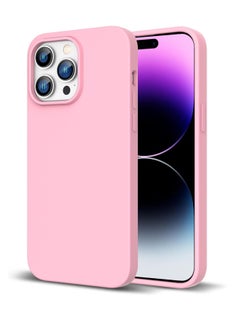 Real Silicone Case Compatible with Apple iPhone 14 Pro Liquid Silicone Gel Rubber Cover Support Wireless Charging, Anti-Scratch... Pastel Pink