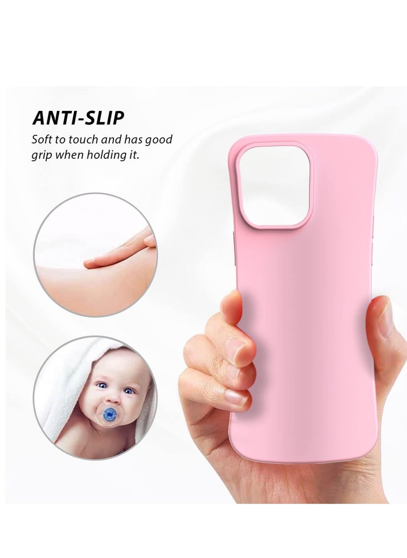 Generic - Real Silicone Case Compatible with Apple iPhone 14 Pro Liquid Silicone Gel Rubber Cover Support Wireless Charging, Anti-Scratch... Pastel Pink - Image 1