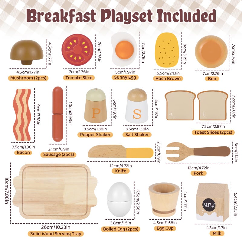 Airlab Toy Food for Toddler 3-5 Pretend Play Kids Kitchen Playset Breakfast Cutting Food Girl Boy Birthday Gift Age 3 4 5 6 Year Old Wood Educational Toys Kitchen Accessories - Image 4