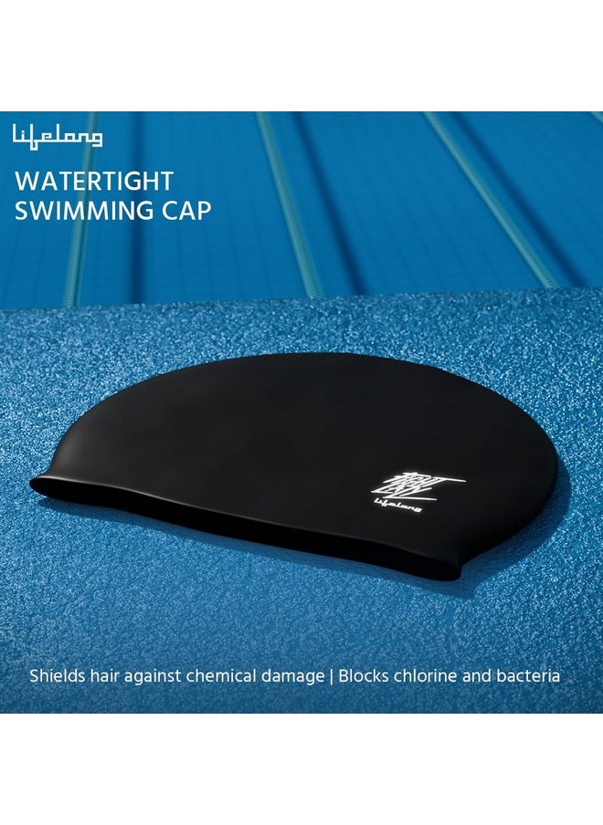 Lifelong Swimming Cap For Men & Women- Swim Hair Caps For Short Hair - Waterproof Head Cover Cap - Silicone Hair Cover Cap For Adults - Swimming Pool Cap - Easy Fit - Swimming Accessories  - Image 2
