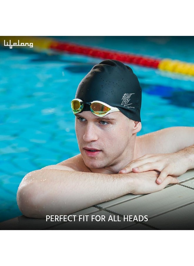 Lifelong Swimming Cap For Men & Women- Swim Hair Caps For Short Hair - Waterproof Head Cover Cap - Silicone Hair Cover Cap For Adults - Swimming Pool Cap - Easy Fit - Swimming Accessories  - Image 3