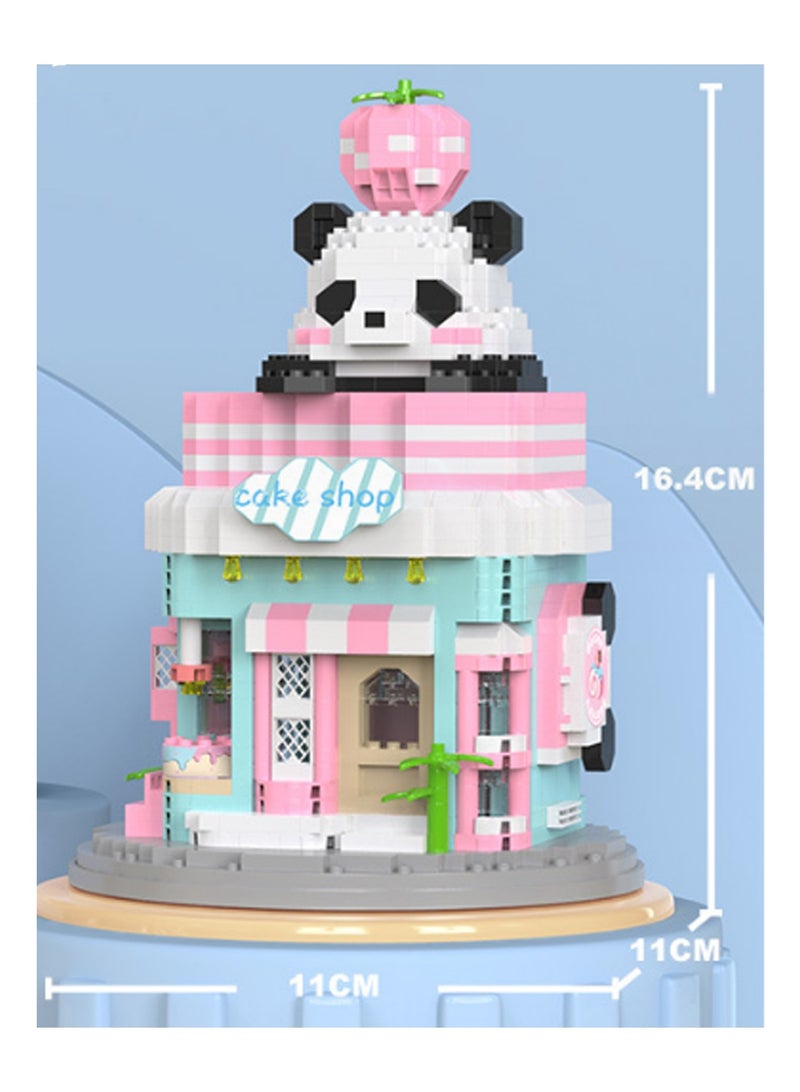 1013pcs Panda Cake Shop Building Block Set Gift Friends Gift Suitable For Children Over 6 Years Old Classroom And Home Furnishing Building Block Set - Image 2