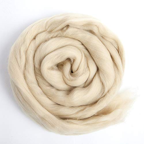 Desert Breeze Distributing 100% Natural Merino Wool Roving - Premium Combed Top Merino Roving Wool - Tapestry, Spinning, Wet Felting & Needle Felting Supplies - 21.5 Micron - 1 oz, Color Parchment - Image 3