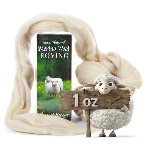 Desert Breeze Distributing 100% Natural Merino Wool Roving - Premium Combed Top Merino Roving Wool - Tapestry, Spinning, Wet Felting & Needle Felting Supplies - 21.5 Micron - 1 oz, Color Parchment - Image 4