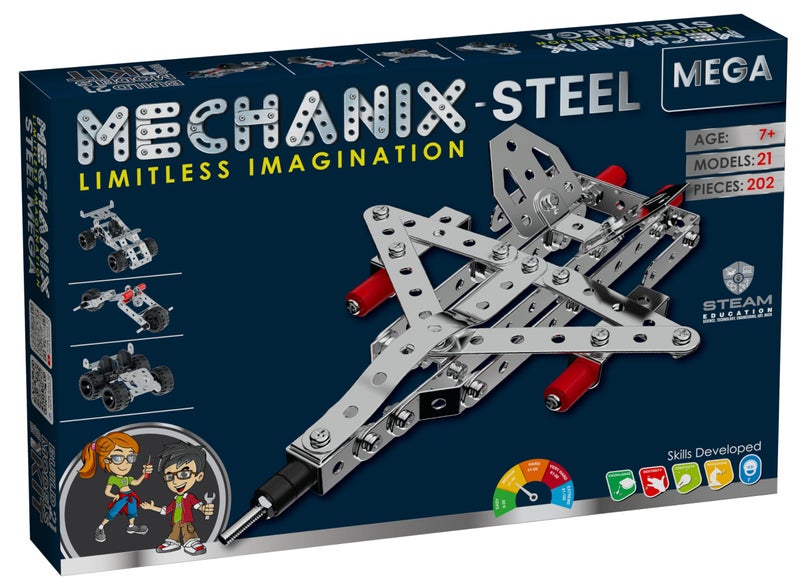 Mechanix Steel Mega - 202 Piece Building Kit I STEM/STEAM Toy for Adults, Kids, 8+, Families & Seniors | Made in India | Tools & Manual Included - Image 3