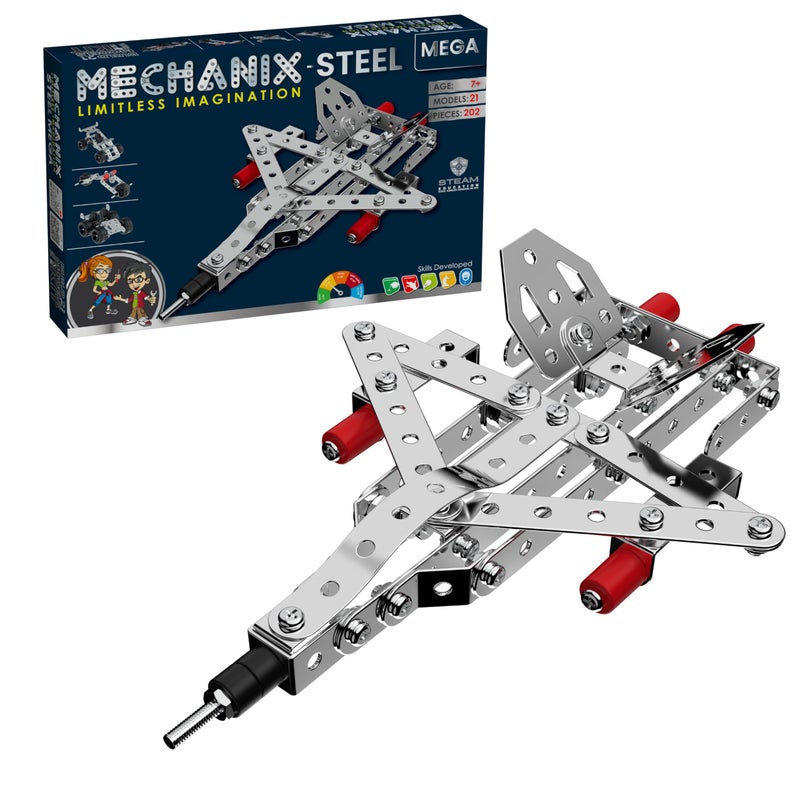 Mechanix Steel Mega - 202 Piece Building Kit I STEM/STEAM Toy for Adults, Kids, 8+, Families & Seniors | Made in India | Tools & Manual Included - Image 5
