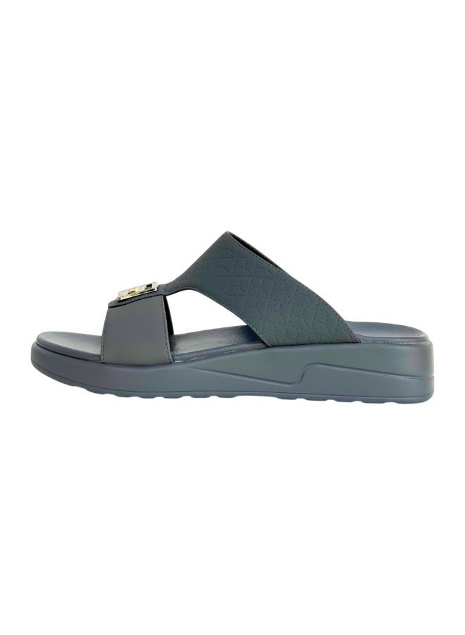 Ferrini Men’s Arabic Slippers – Cross-Strap Slip-On Design_Dark Grey - Image 1