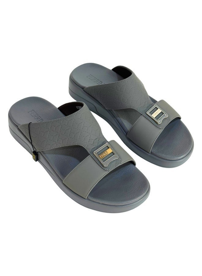 Ferrini Men’s Arabic Slippers – Cross-Strap Slip-On Design_Dark Grey - Image 2