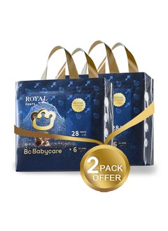 Babycare Babycare - Royal Baby Diaper Pants, Size 6 (15–25 Kg), Pack of 2 (56 Pieces), BPA-Free, Non-Toxic, Ultra-Absorbent, Leak-Proof, Soft and Breathable, Stretchy Waistband, Hypoallergenic, Pull-Up Style, Gentle on Skin, Ideal for Active Toddlers, Day and Night Protection, Easy to Wear, Comfortable Fit  - Image 1