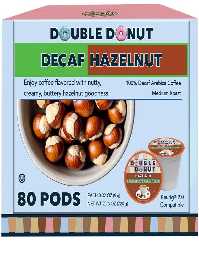 Double Donut Coffee Flavored Decaf Coffee, Decaf Hazelnut Coffee, Decaf Coffee Pods for Keurig K Cups Machines, Medium Roast, 80 Count (Pack of 1) - Image 1