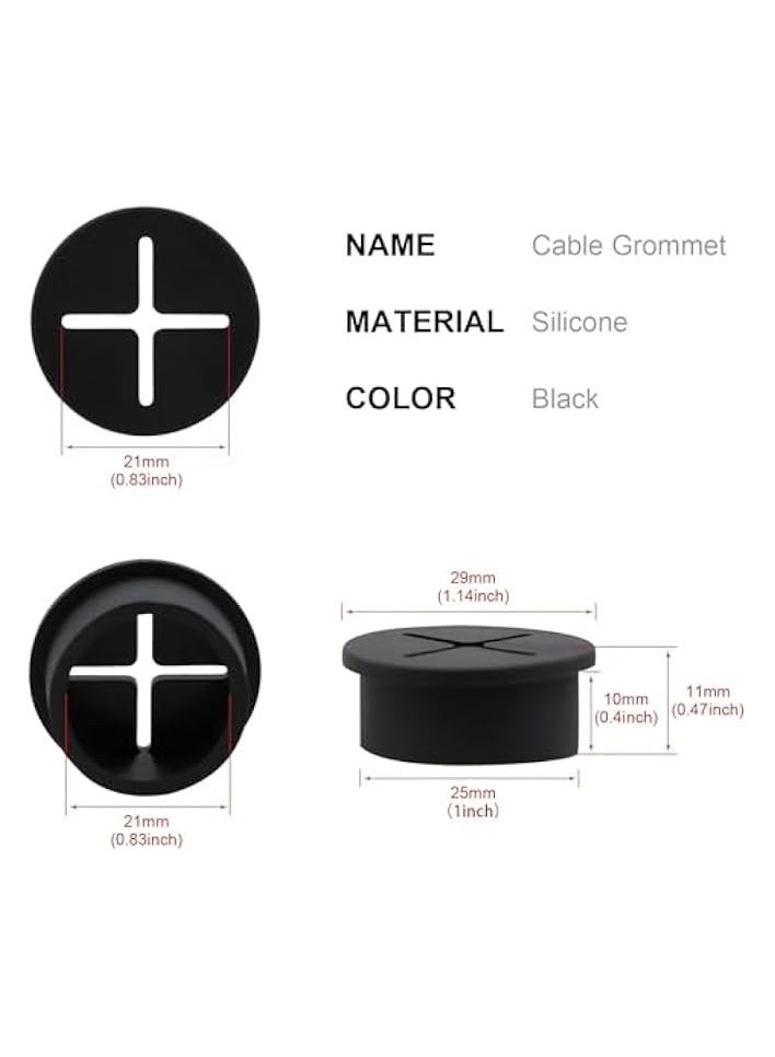 PROMASS Cable Cord Grommet 1 Inch Flexible Wire Rubber Grommets for Desk and Other Furnitures Wire Hole Cover Cable Management Wire Organizer Cable Pass Through(12 Pack) - Image 2