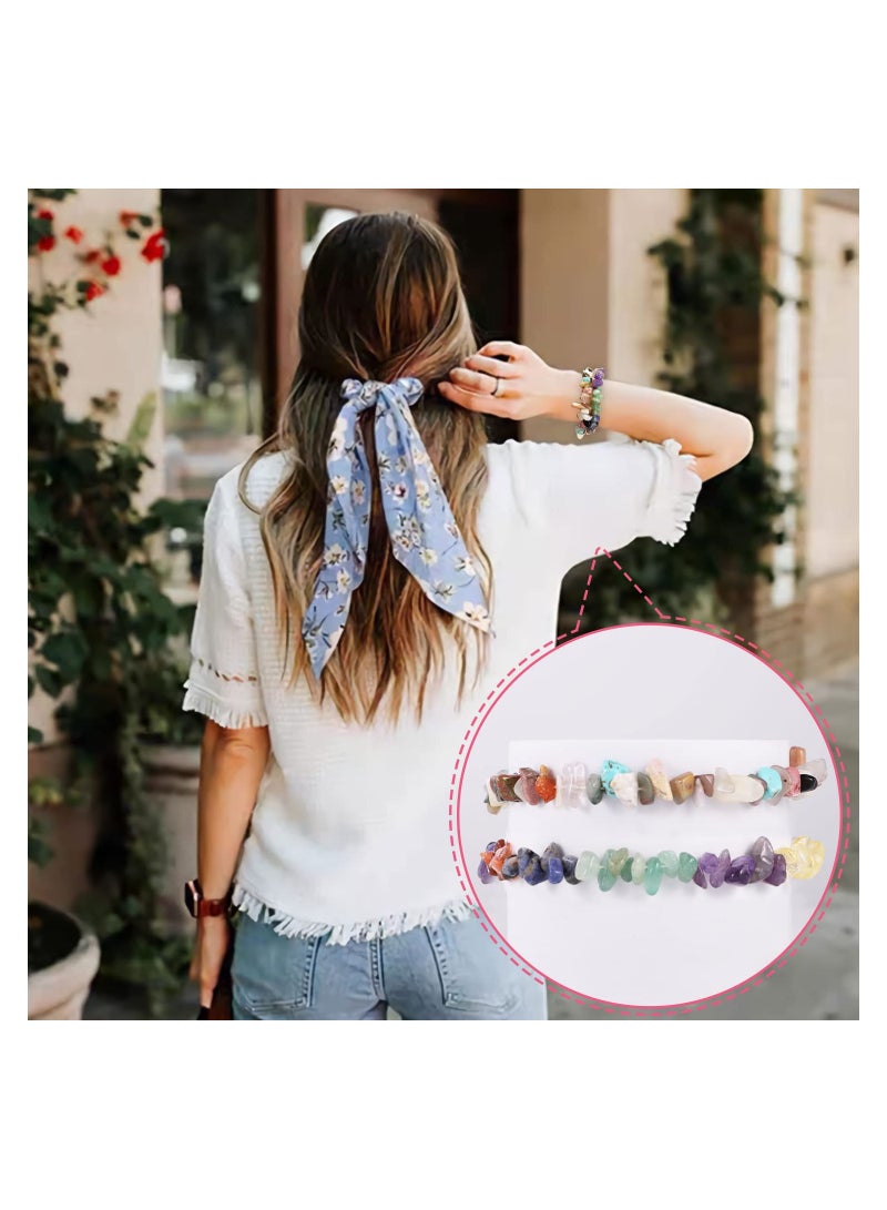 KASTWAVE Chakra Bracelets for Women, 8pcs Natural Colorful Crystal Bracelets for 7 Chakra Lrregular Gemstone Bracelets Crystal Chip Bracelet for Women Men - Image 3