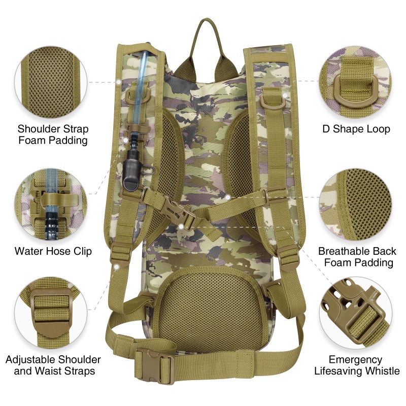 NOOLA Hydration Backpack with 3L TPU Water Bladder, Tactical Molle Water Backpack for Men Women, Hydration Pack for Hiking, Biking, Running and Climbing, Auriclash - Image 4