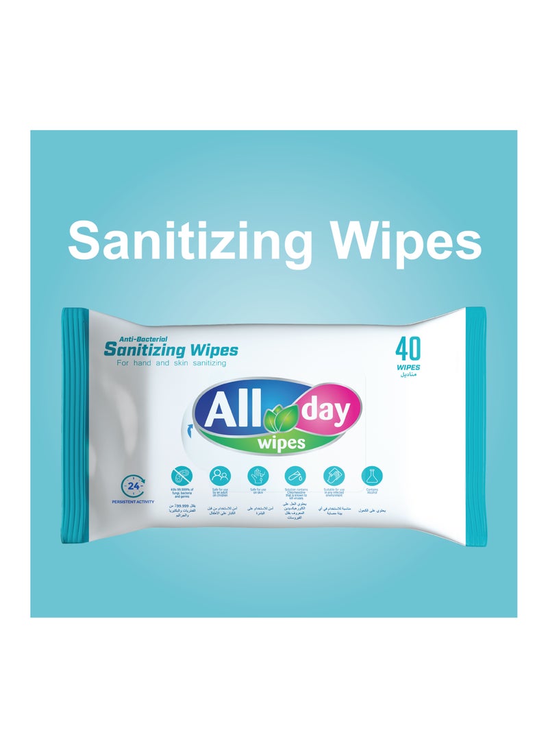 All day wipes All Day Anti-Bacterial Sanitizing Wet Wipes – 40 Count: Kills 99.999% of fungi, bacteria, and germ Stay Protected and Hygienic. (Pack of 2) - Image 5