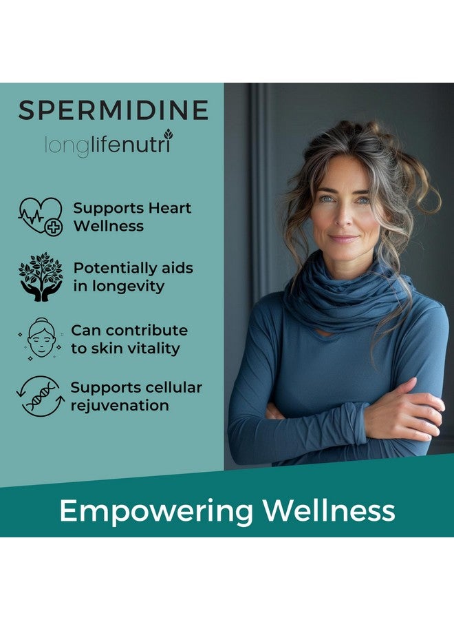 LongLifeNutri Spermidine 20mg, Supports Cellular Health & Brain Function - 180 Count, 2 Serving Size, Vegan Capsules, Wheat Germ Extract, Naturally Support Wellness, Lab Tested, Crafted in USA - Image 4